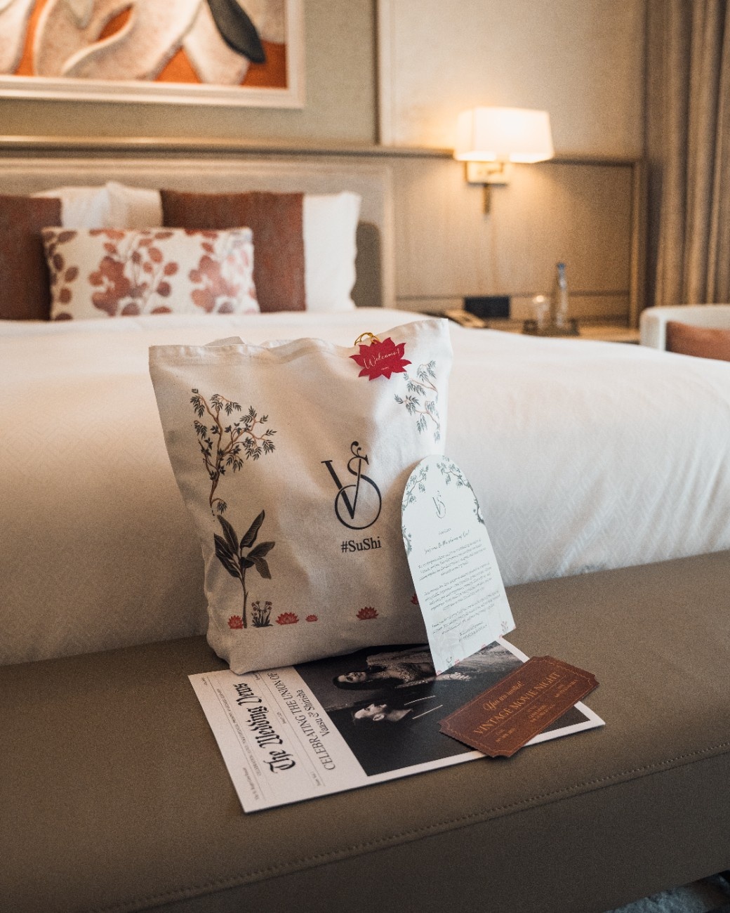 Curated welcome hampers, guest favors, room drops, personalized gifting, packaging, and thoughtful touches designed to elevate the guest experience.